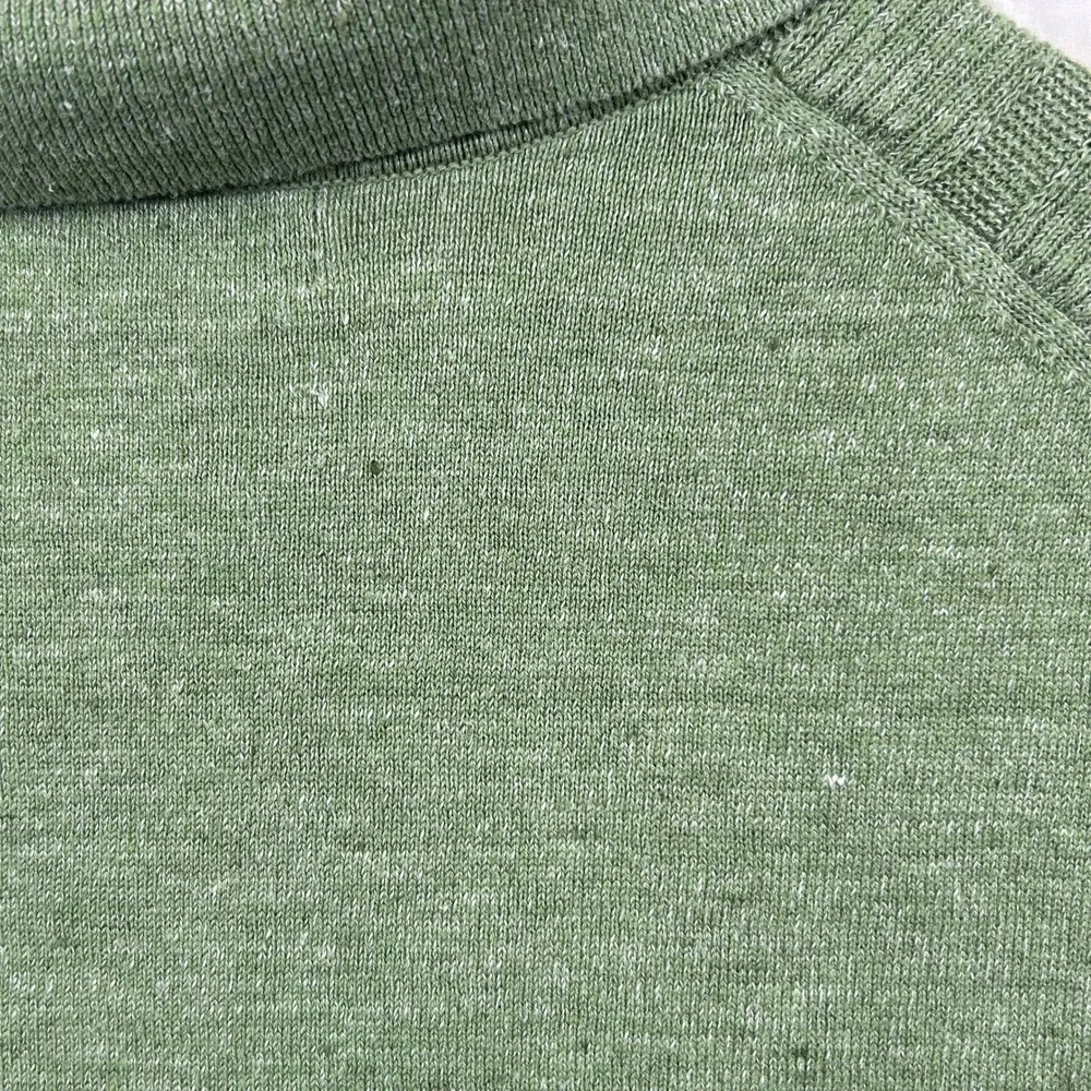 Banana Republic Linen Blend Polo Sweater Men XL Green Textured Knit Short Sleeve